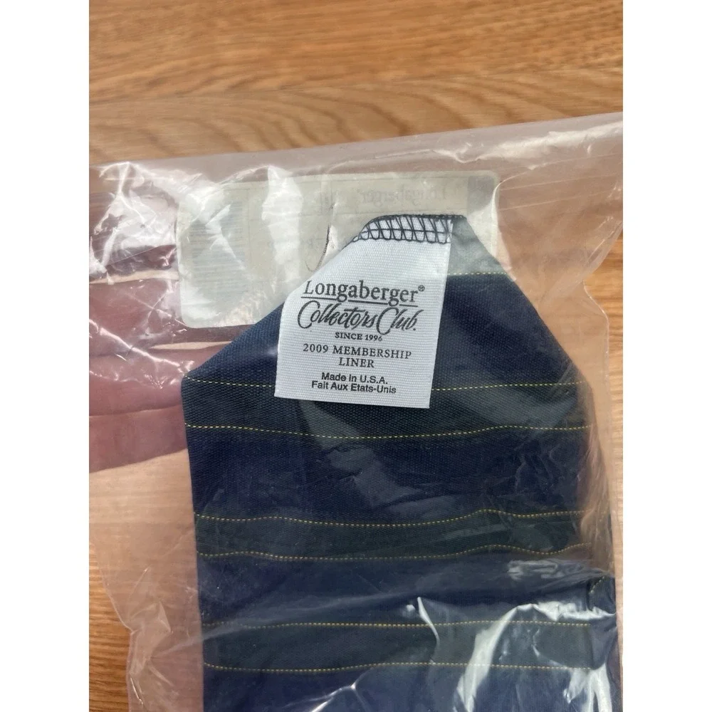 Longaberger Basket Zip Close‎ Fabric Liner for 2009 Membership Basket NEW
